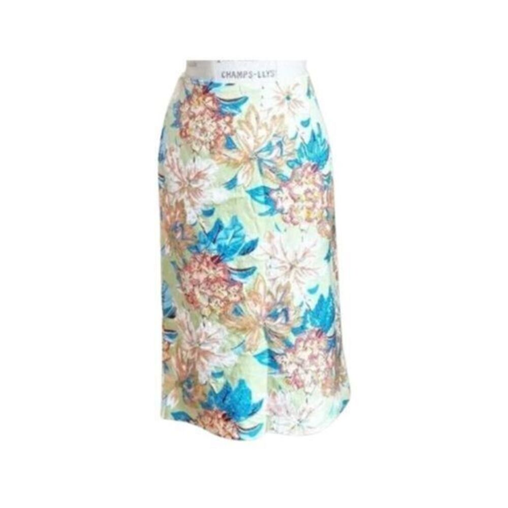 DOLCE APPAREL Beaded Floral Pencil Midi Skirt LARGE